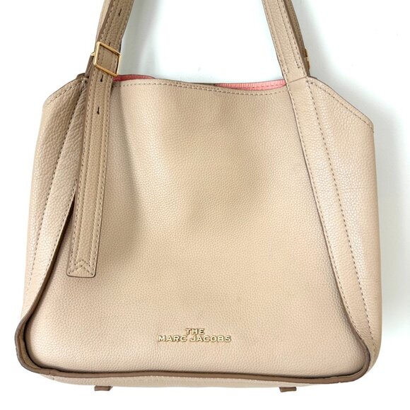 Marc Jacobs Director Large Tote Shoulder Bag Calf Leather Beige - Picture 2 of 12